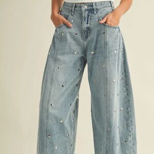 Barrel Studded Light Blue Jeans